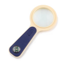 Handheld 3X Magnifier LED White Light Illuminated with Compass - Click Image to Close